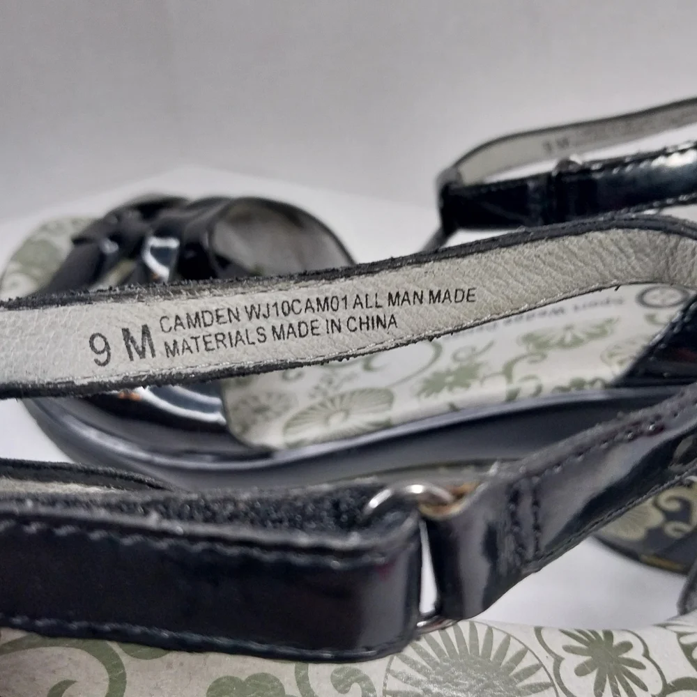 Jambu Sport Wedge Camden Size 9 M Glossy Black T-Strap Sandals Shoes - Picture 10 of 13